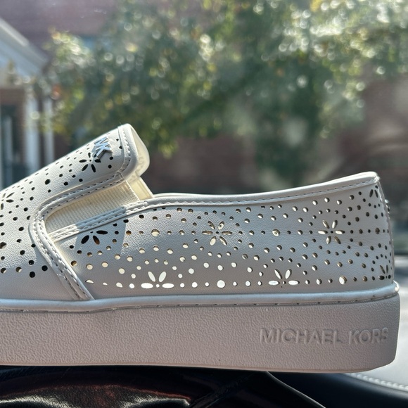 Michael Kors Cream Perforated Slip-On Sneakers - Picture 3 of 4